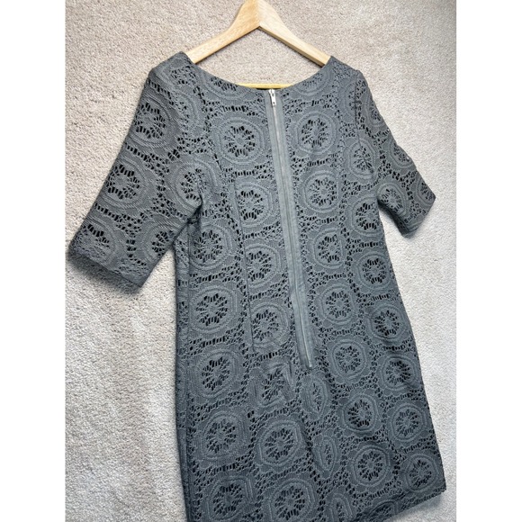 Adrianna Papell Gray Lace Cocktail Dress Party Career Size 12 Crochet Career - Picture 11 of 13